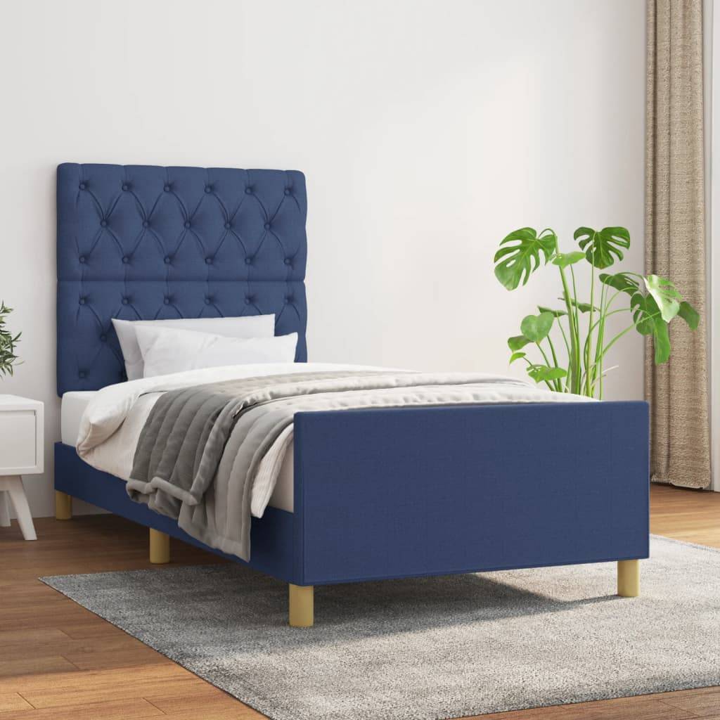 vidaXL Bettgestell ohne Matratze Blau 80x200 cm Stoff