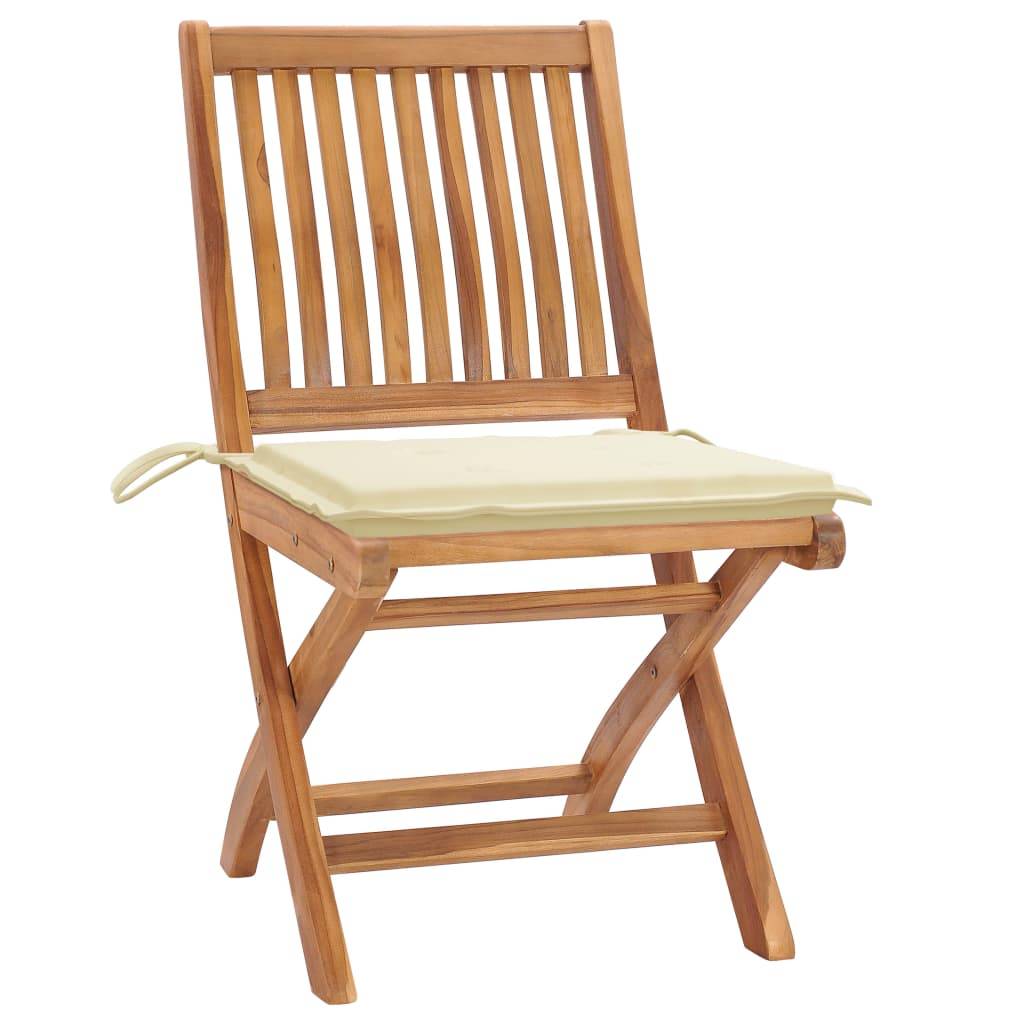 vidaXL Klappbare Gartenstühle mit Kissen 8 Stk. Massivholz Teak