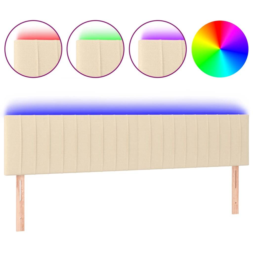 vidaXL LED Kopfteil Creme 200x5x78/88 cm Stoff