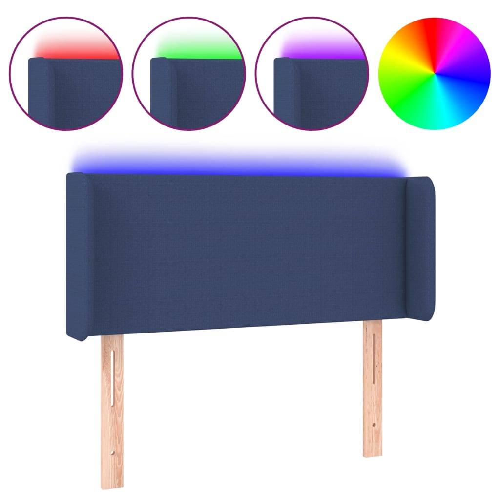 vidaXL LED Kopfteil Blau 93x16x78/88 cm Stoff