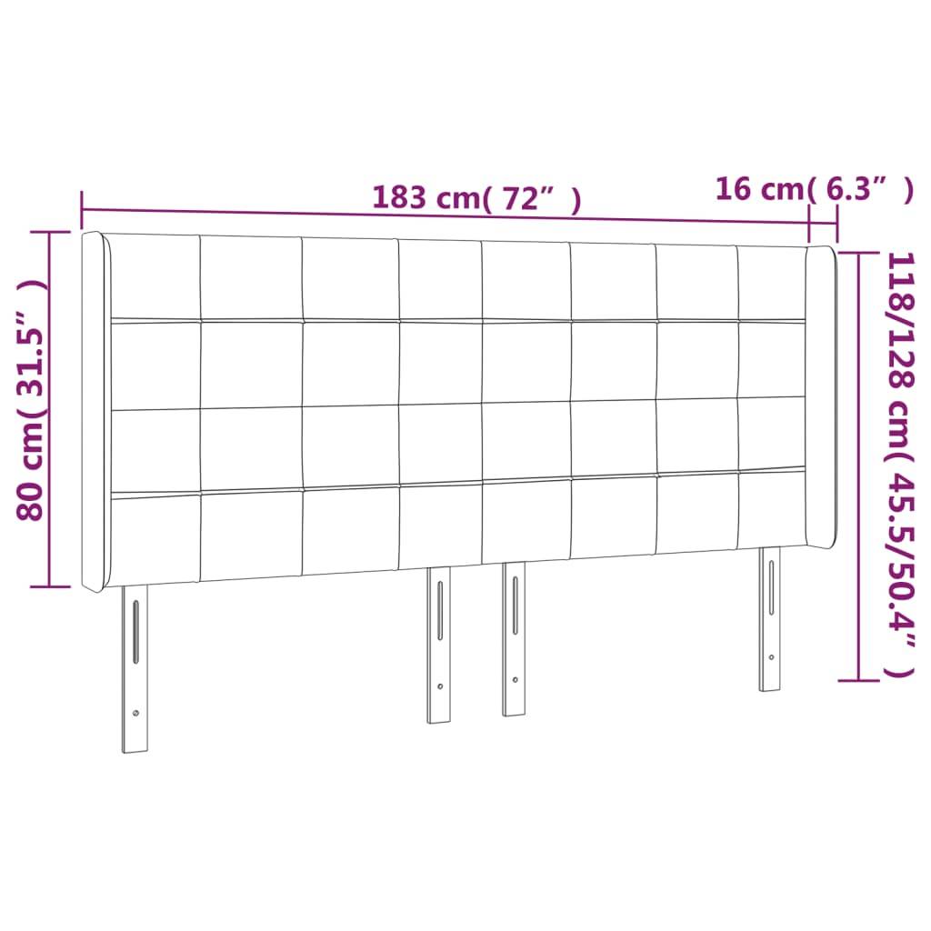 vidaXL LED Kopfteil Dunkelbraun 183x16x118/128 cm Stoff