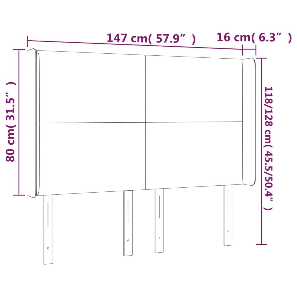 vidaXL Kopfteil mit Ohren Schwarz 147x16x118/128 cm Stoff