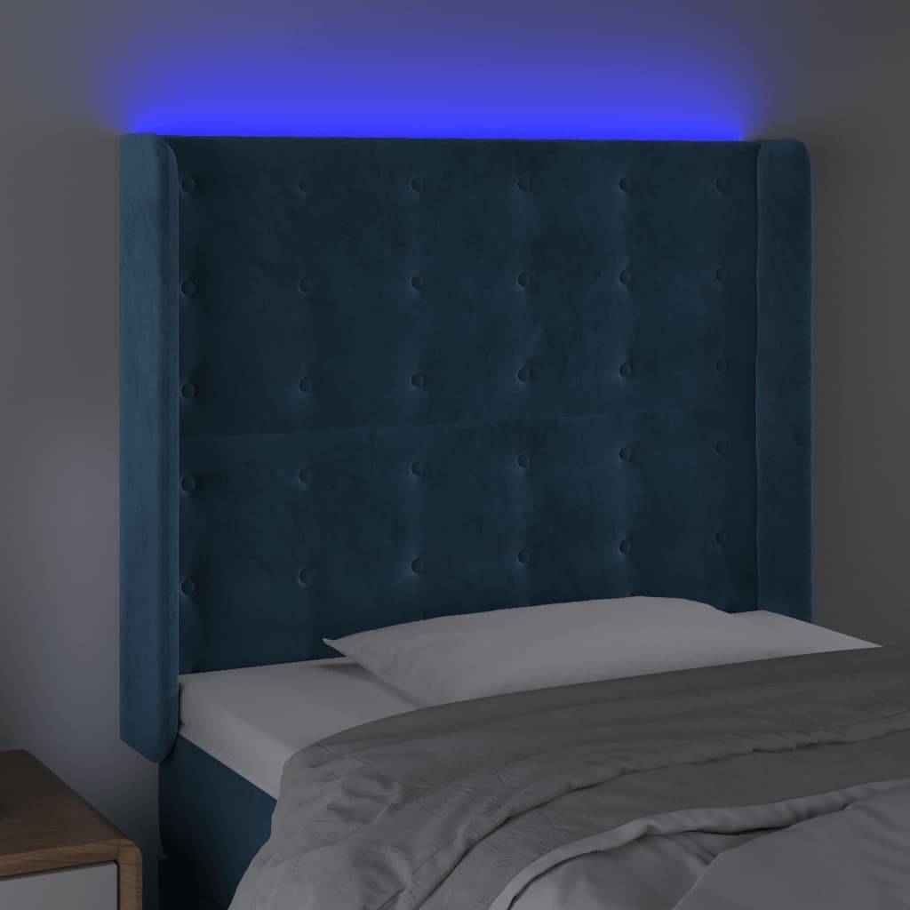 vidaXL LED Kopfteil Dunkelblau 93x16x118/128 cm Samt