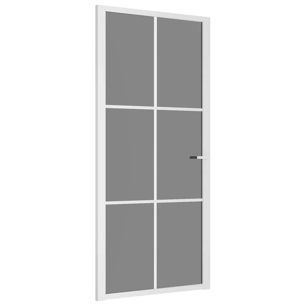 vidaXL Innentür 93x201,5 cm Weiß ESG-Glas und Aluminium