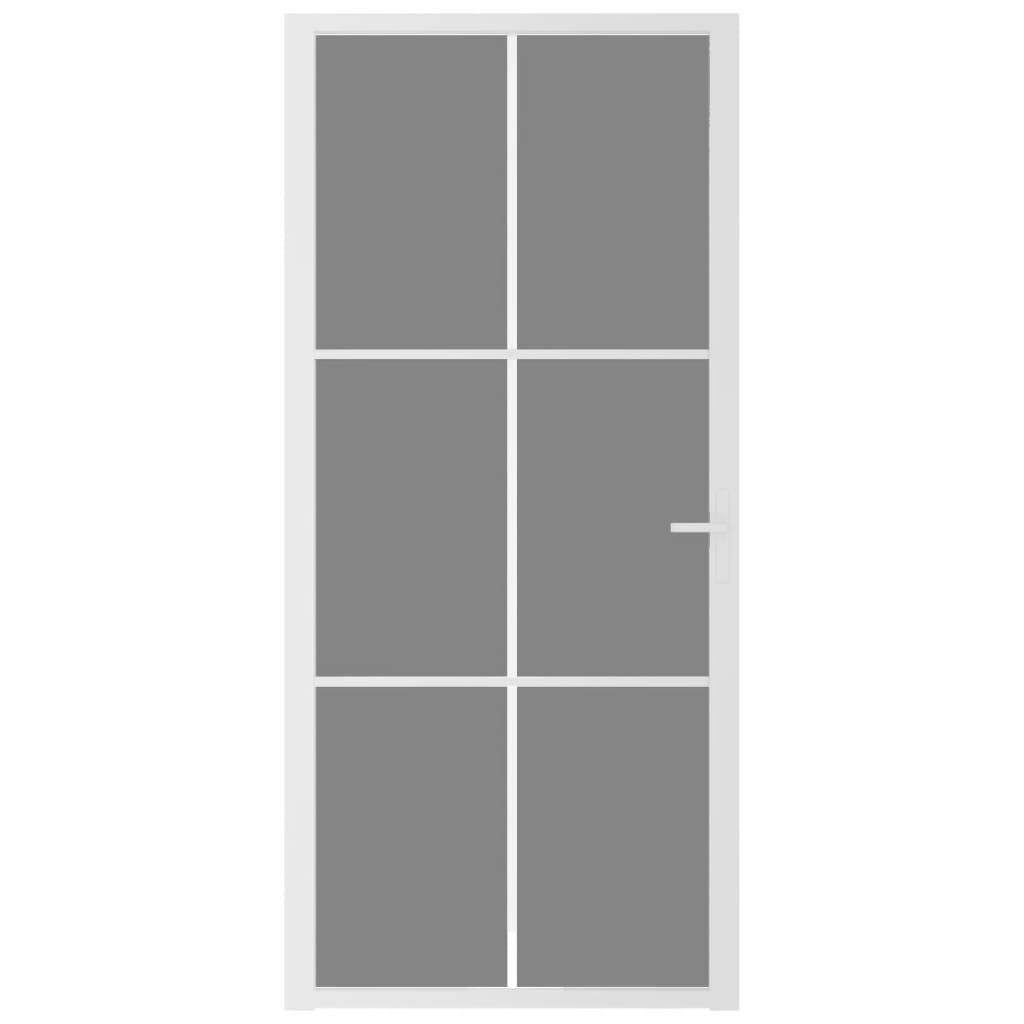 vidaXL Innentür 93x201,5 cm Weiß ESG-Glas und Aluminium