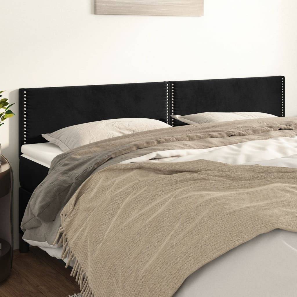 vidaXL Kopfteile 2 Stk. Schwarz 90x5x78/88 cm Samt