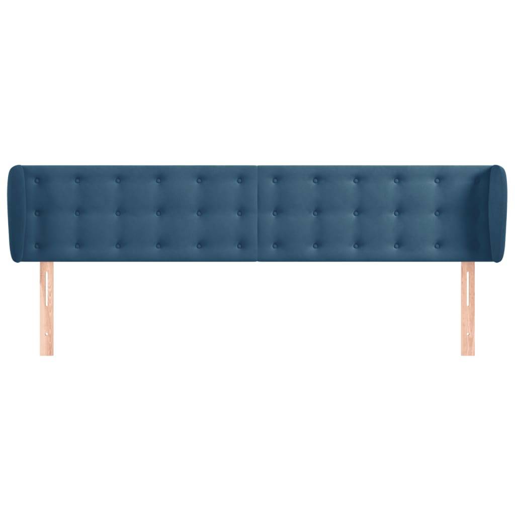 vidaXL Kopfteil mit Ohren Dunkelblau 163x23x78/88 cm Samt