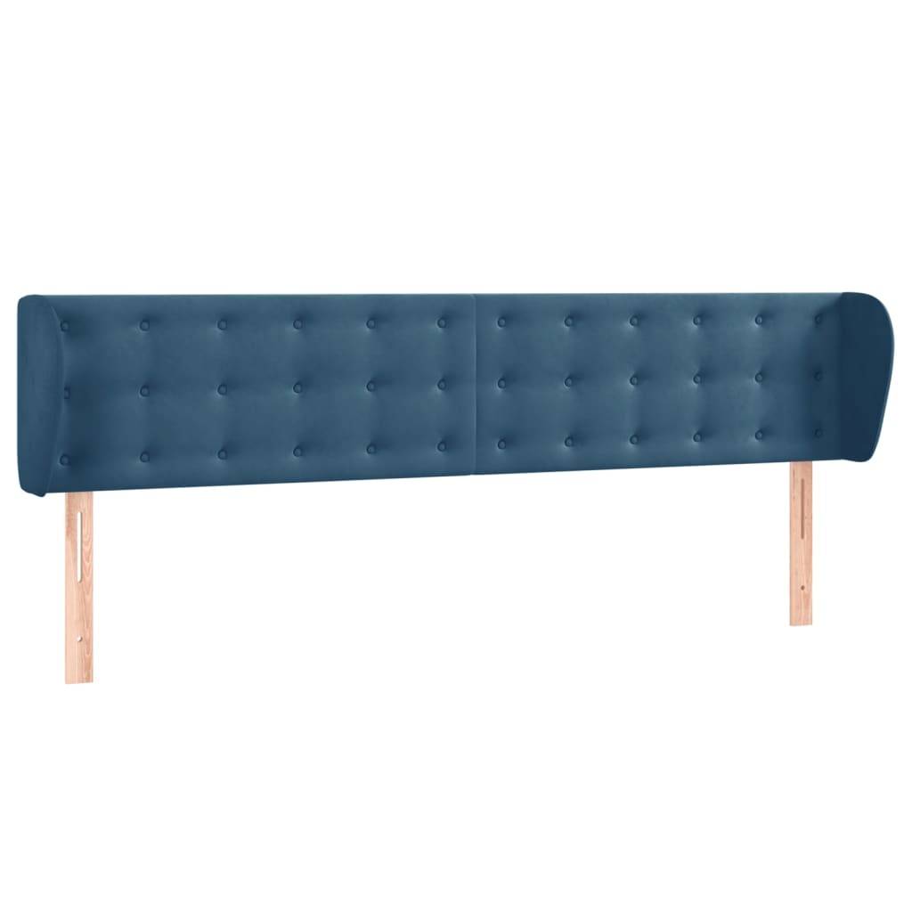 vidaXL Kopfteil mit Ohren Dunkelblau 163x23x78/88 cm Samt