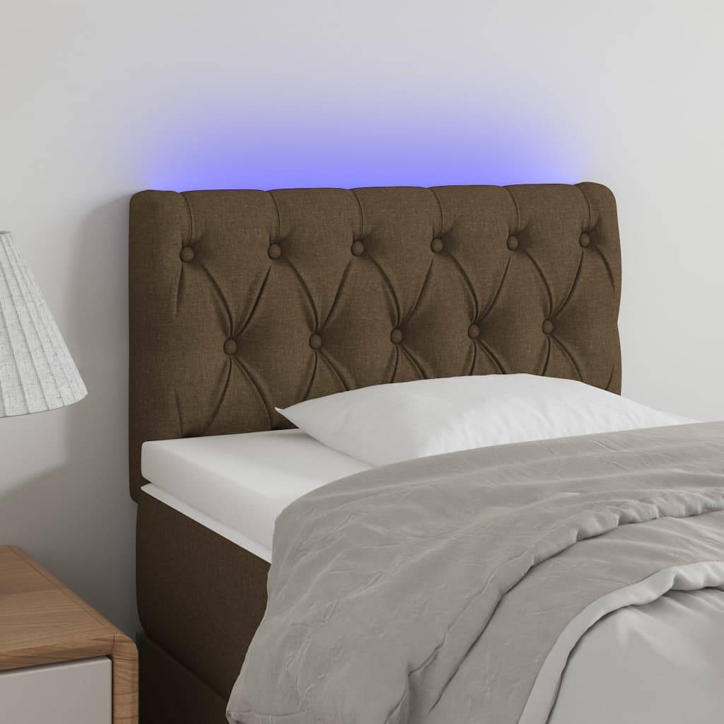 vidaXL LED Kopfteil Dunkelbraun 80x7x78/88 cm Stoff