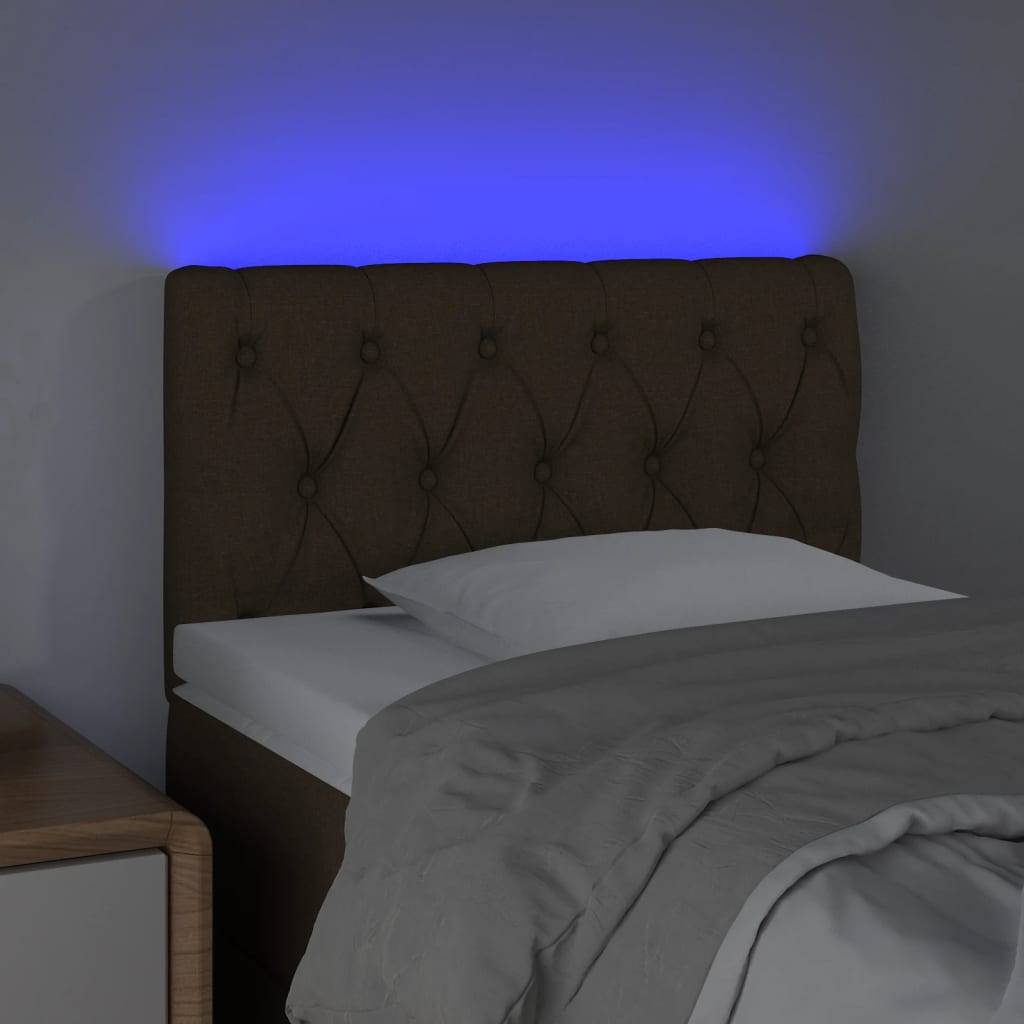 vidaXL LED Kopfteil Dunkelbraun 80x7x78/88 cm Stoff