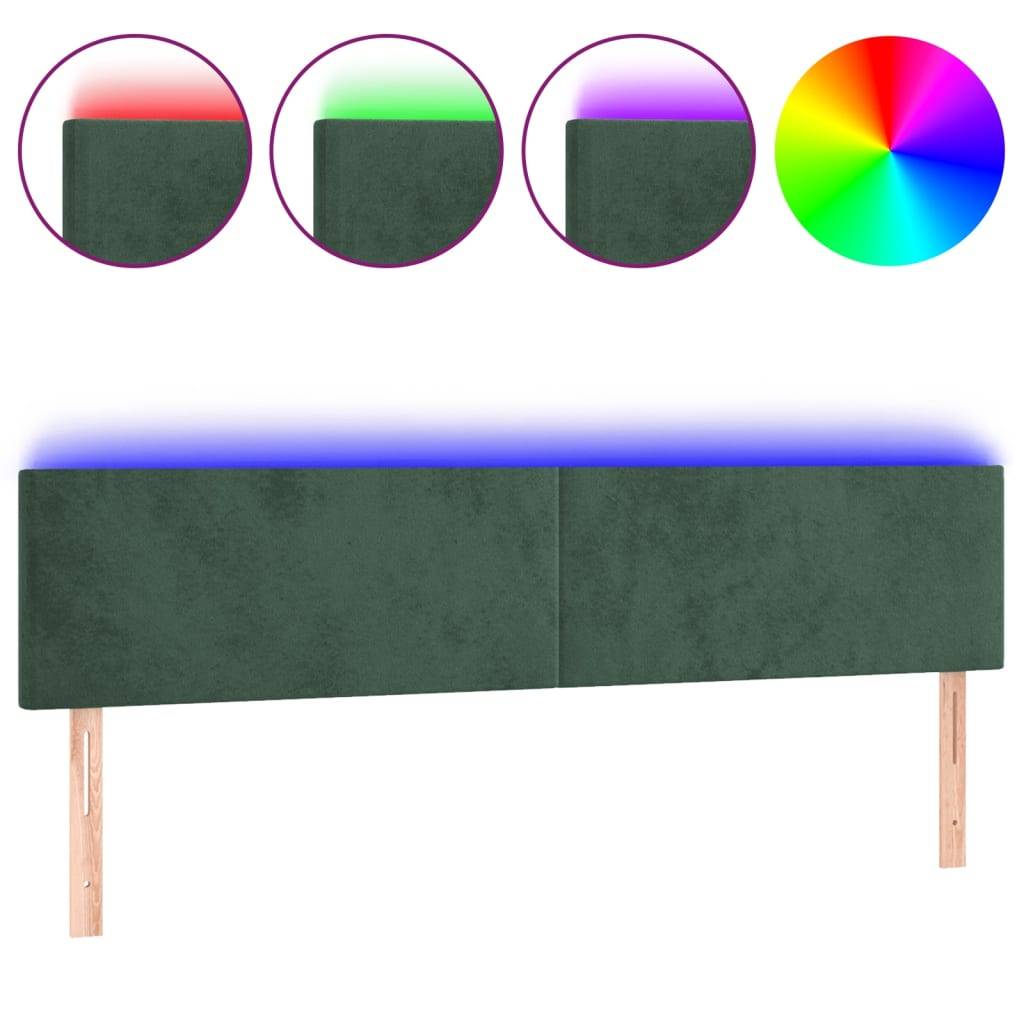 vidaXL LED Kopfteil Dunkelgrün 200x5x78/88 cm Samt