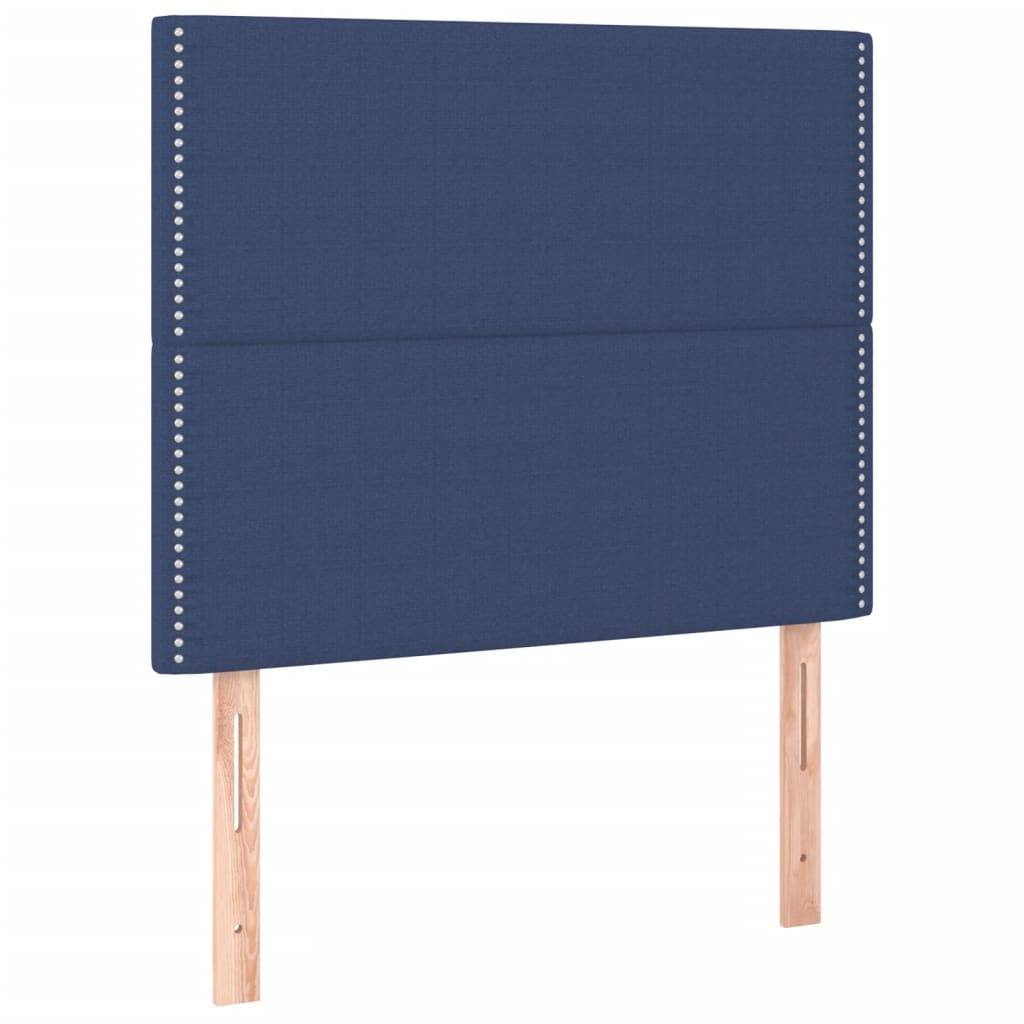 vidaXL LED Kopfteil Blau 100x5x118/128 cm Stoff