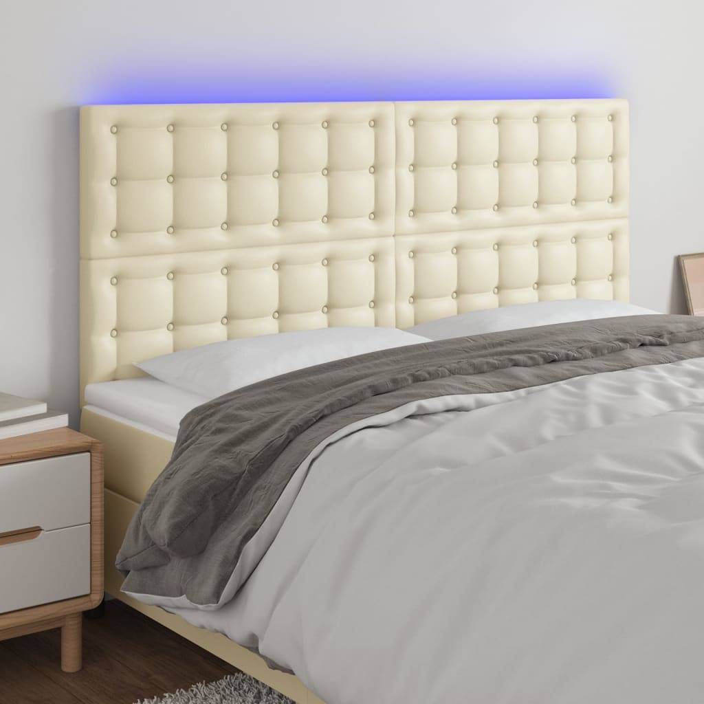 vidaXL LED Kopfteil Creme 160x5x118/128 cm Kunstleder