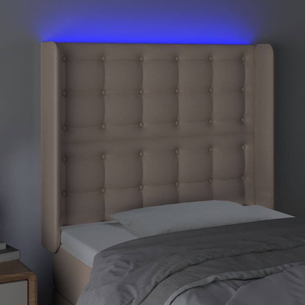 vidaXL LED Kopfteil Cappuccino-Braun 103x16x118/128cm Kunstleder