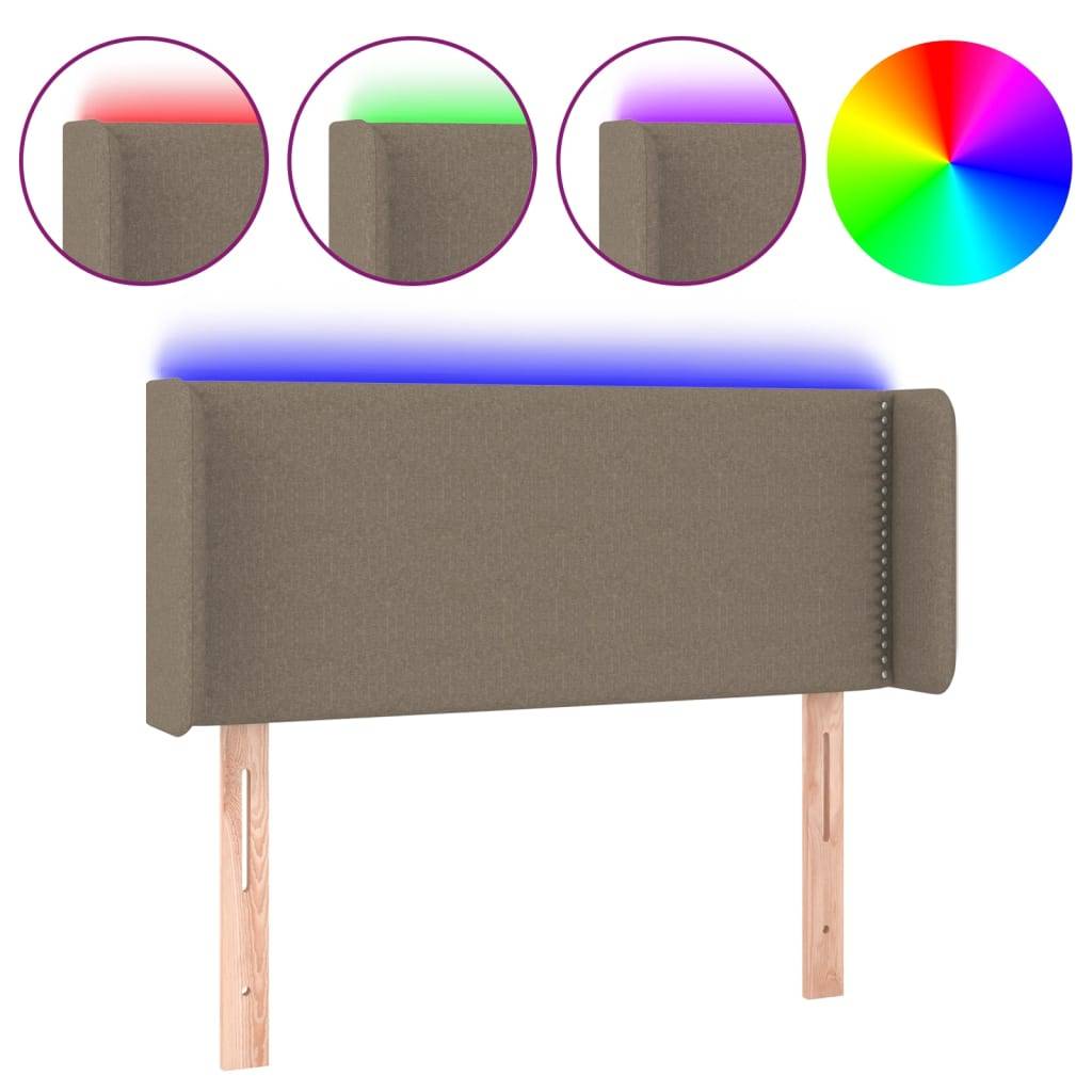 vidaXL LED Kopfteil Taupe 93x16x78/88 cm Stoff