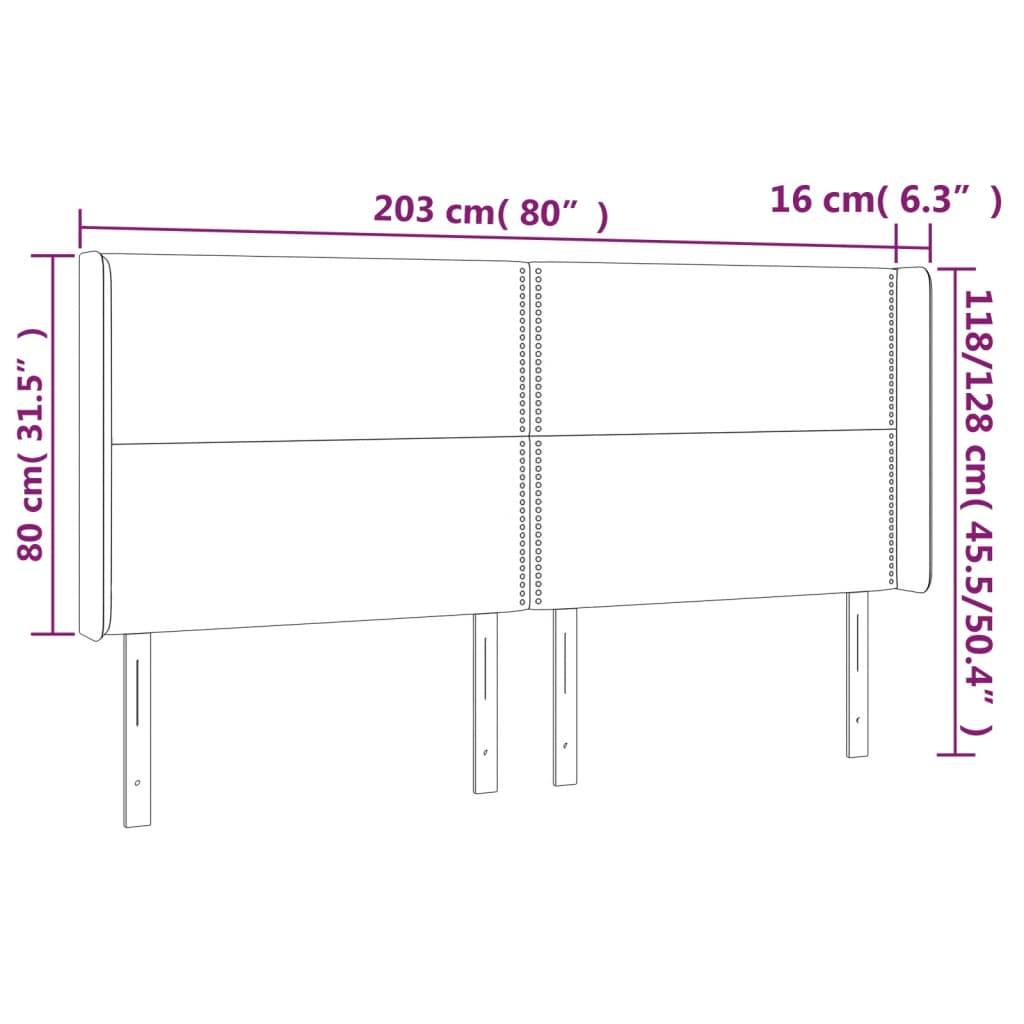 vidaXL LED Kopfteil Schwarz 203x16x118/128 cm Stoff