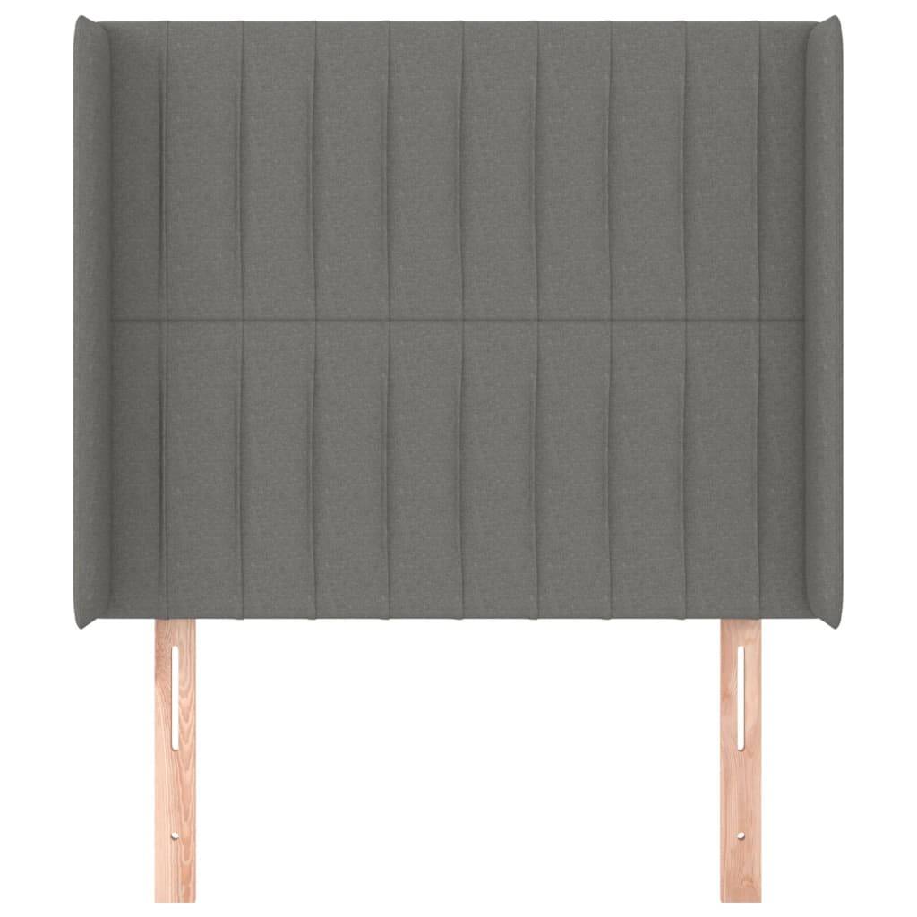 vidaXL Kopfteil mit Ohren Dunkelgrau 93x16x118/128 cm Stoff