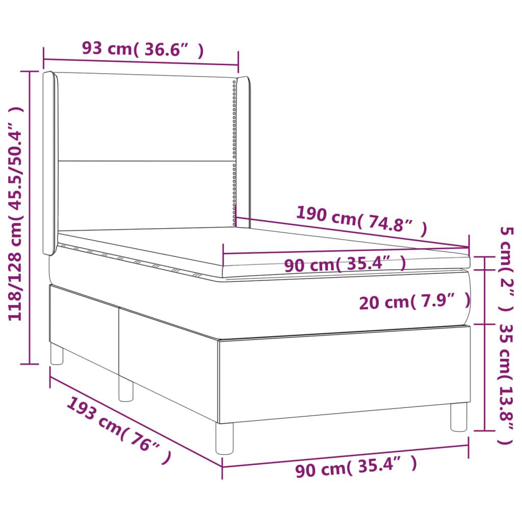 vidaXL Boxspringbett mit Matratze Taupe 90x190 cm Stoff