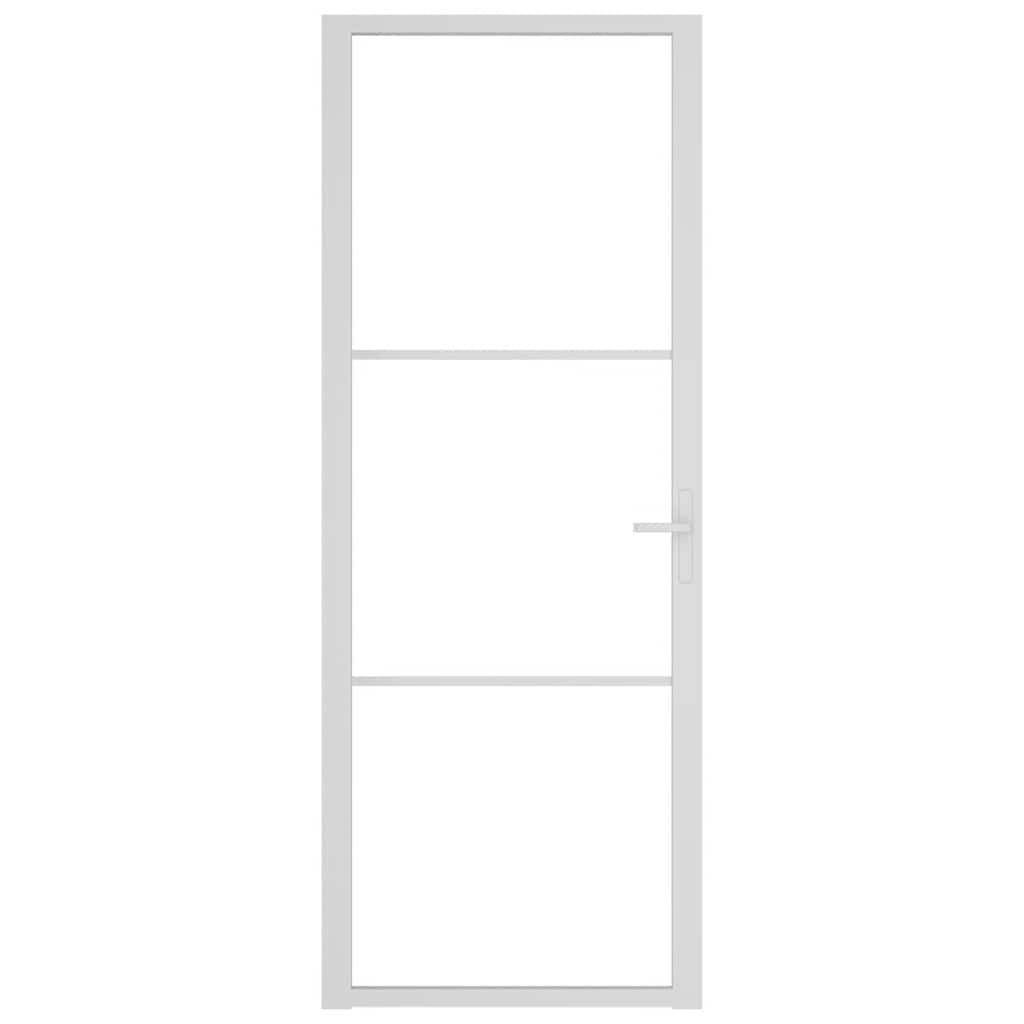 vidaXL Innentür 76x201,5 cm Weiß ESG-Glas und Aluminium