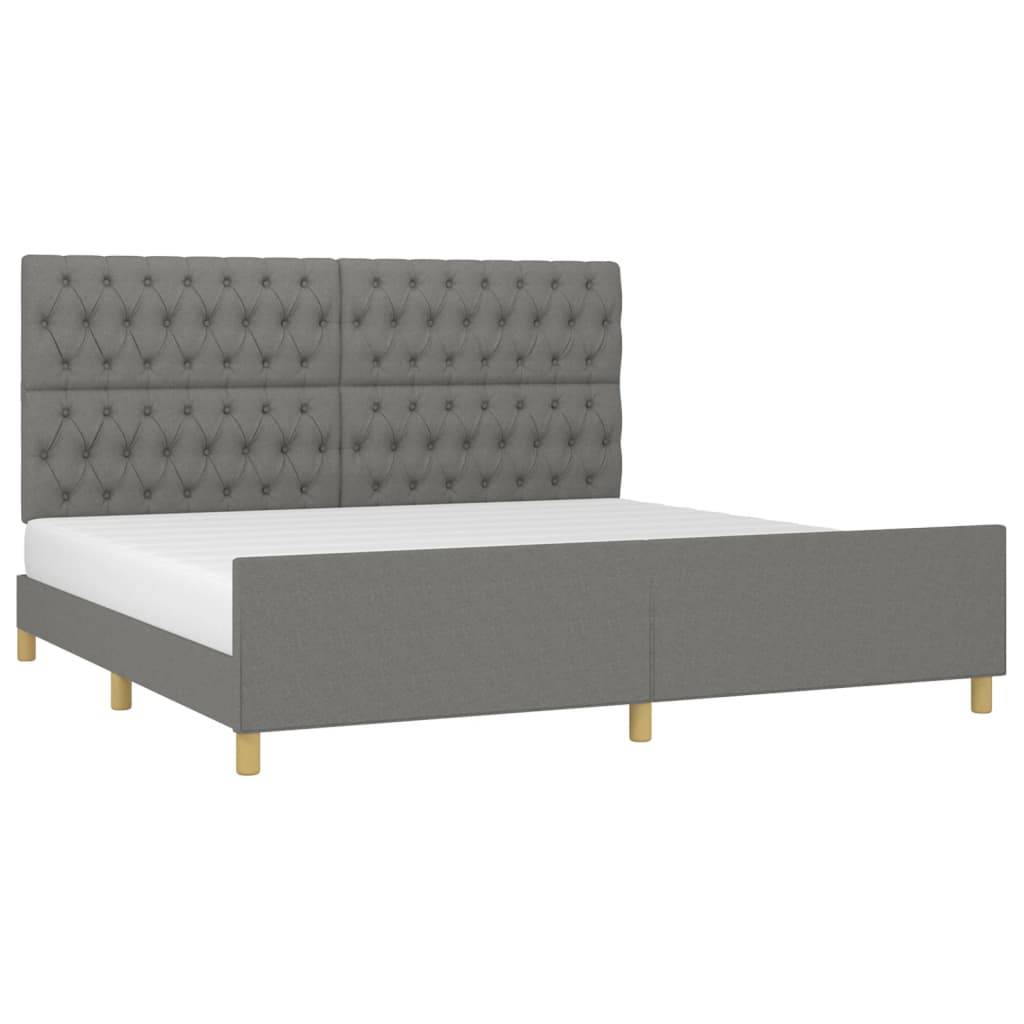vidaXL Bettgestell mit Kopfteil Dunkelgrau 200x200 cm Stoff