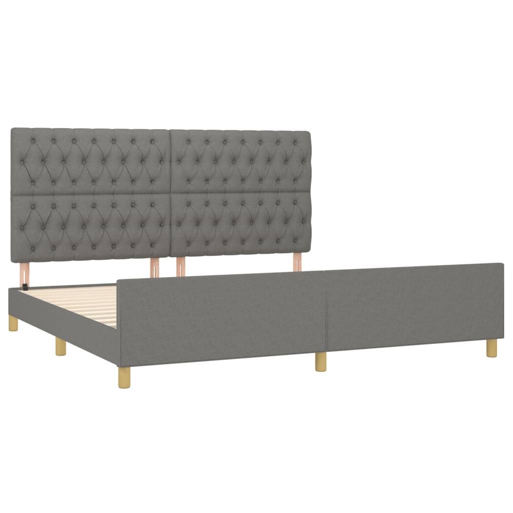 vidaXL Bettgestell mit Kopfteil Dunkelgrau 200x200 cm Stoff