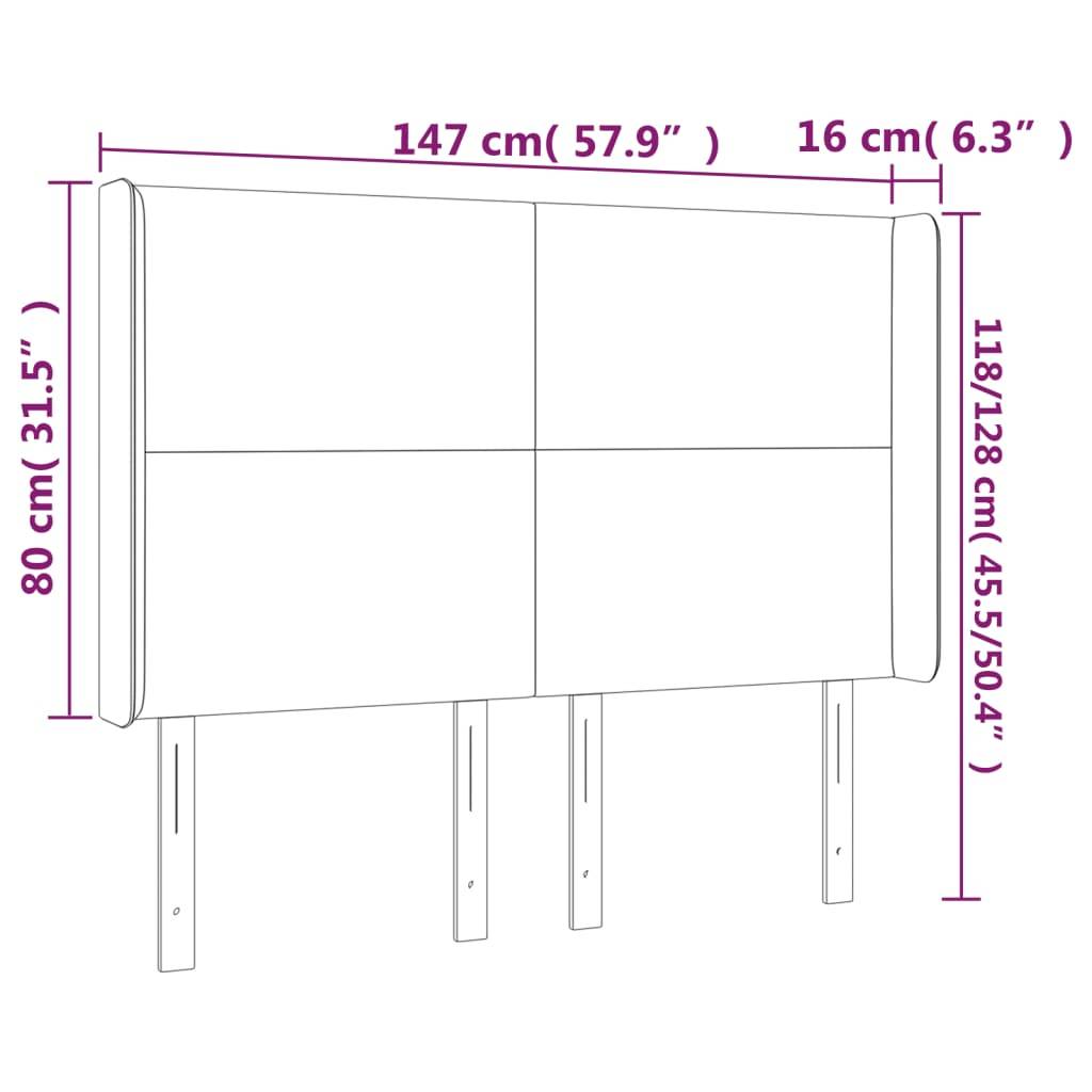vidaXL LED Kopfteil Grau 147x16x118/128 cm Kunstleder
