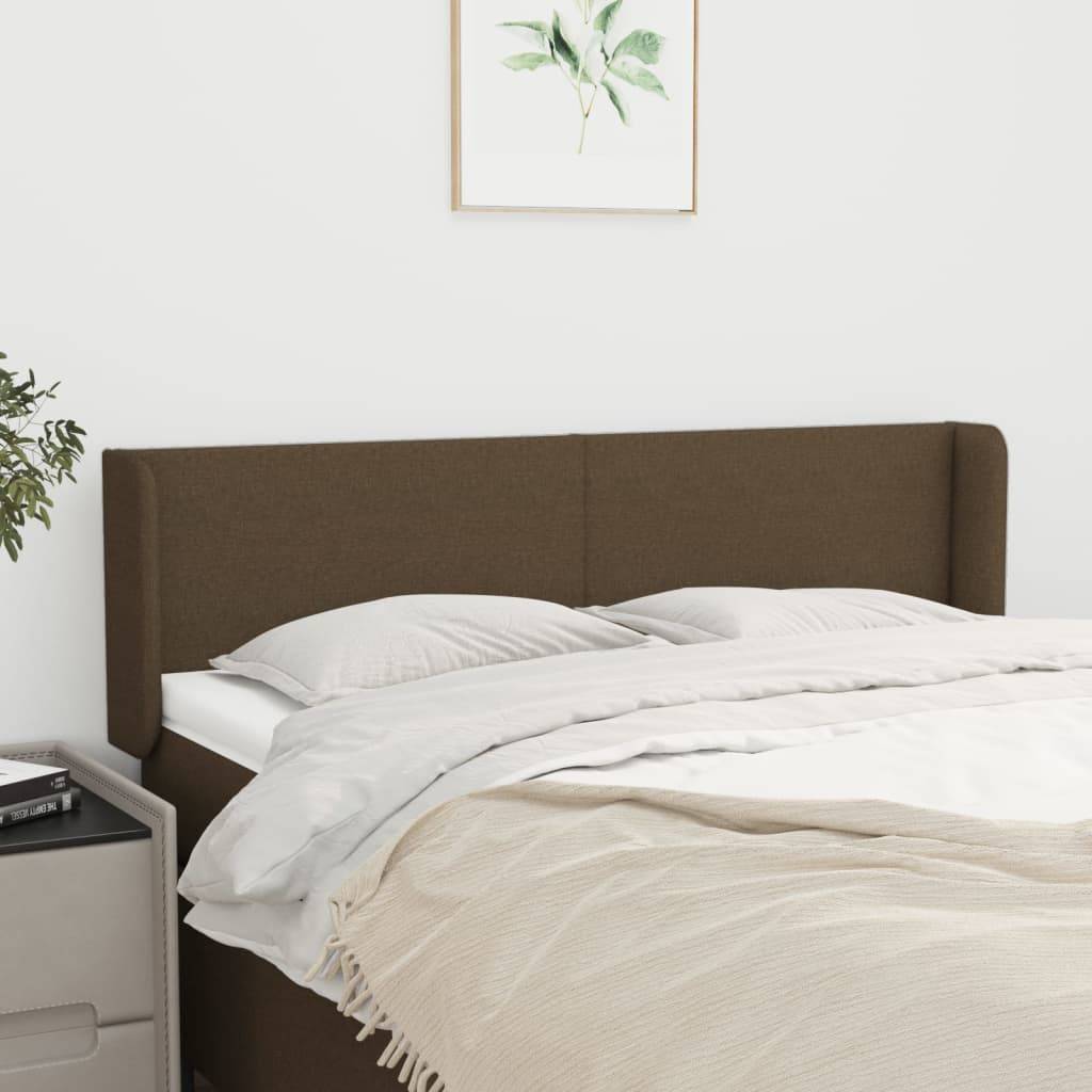 vidaXL Kopfteil mit Ohren Dunkelbraun 147x16x78/88 cm Stoff