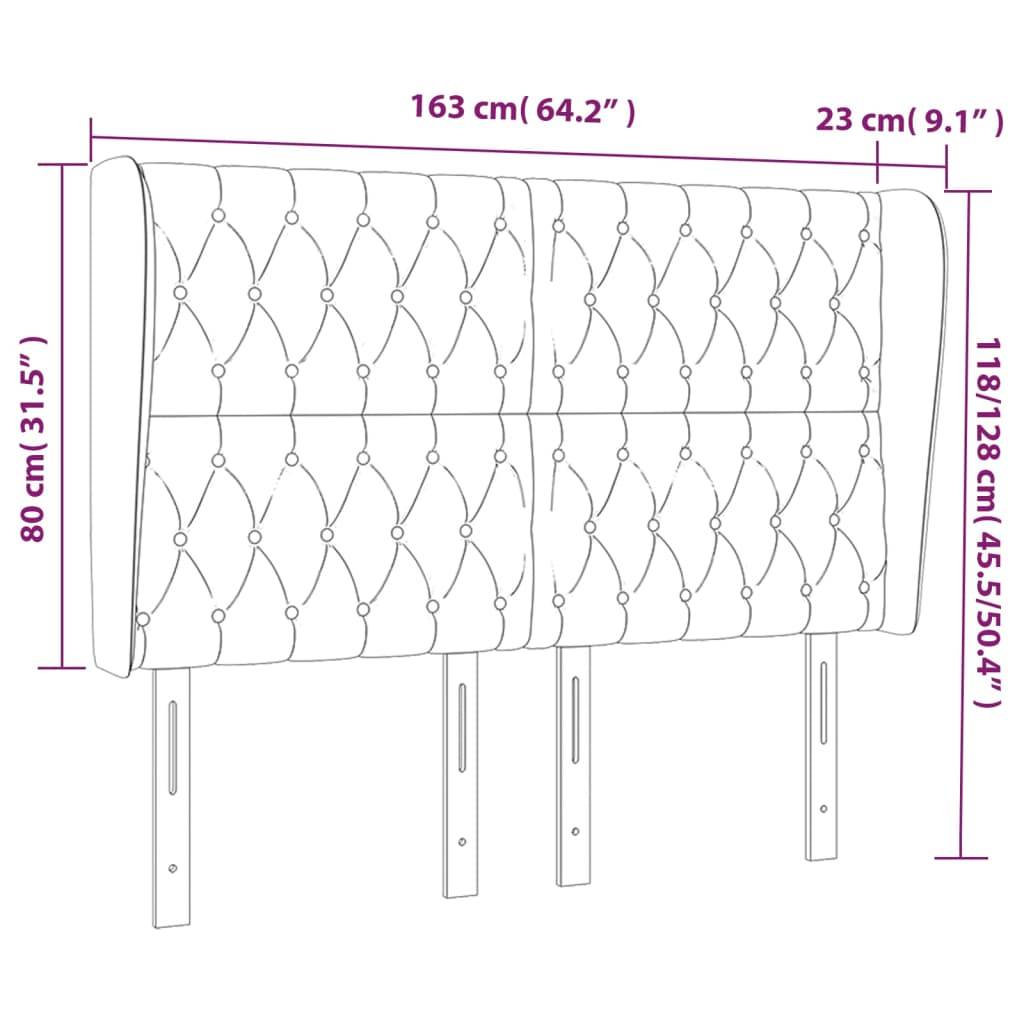 vidaXL Kopfteil mit Ohren Dunkelgrau 163x23x118/128 cm Stoff