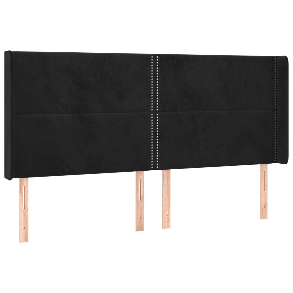 vidaXL Kopfteil mit Ohren Schwarz 183x16x118/128 cm Samt