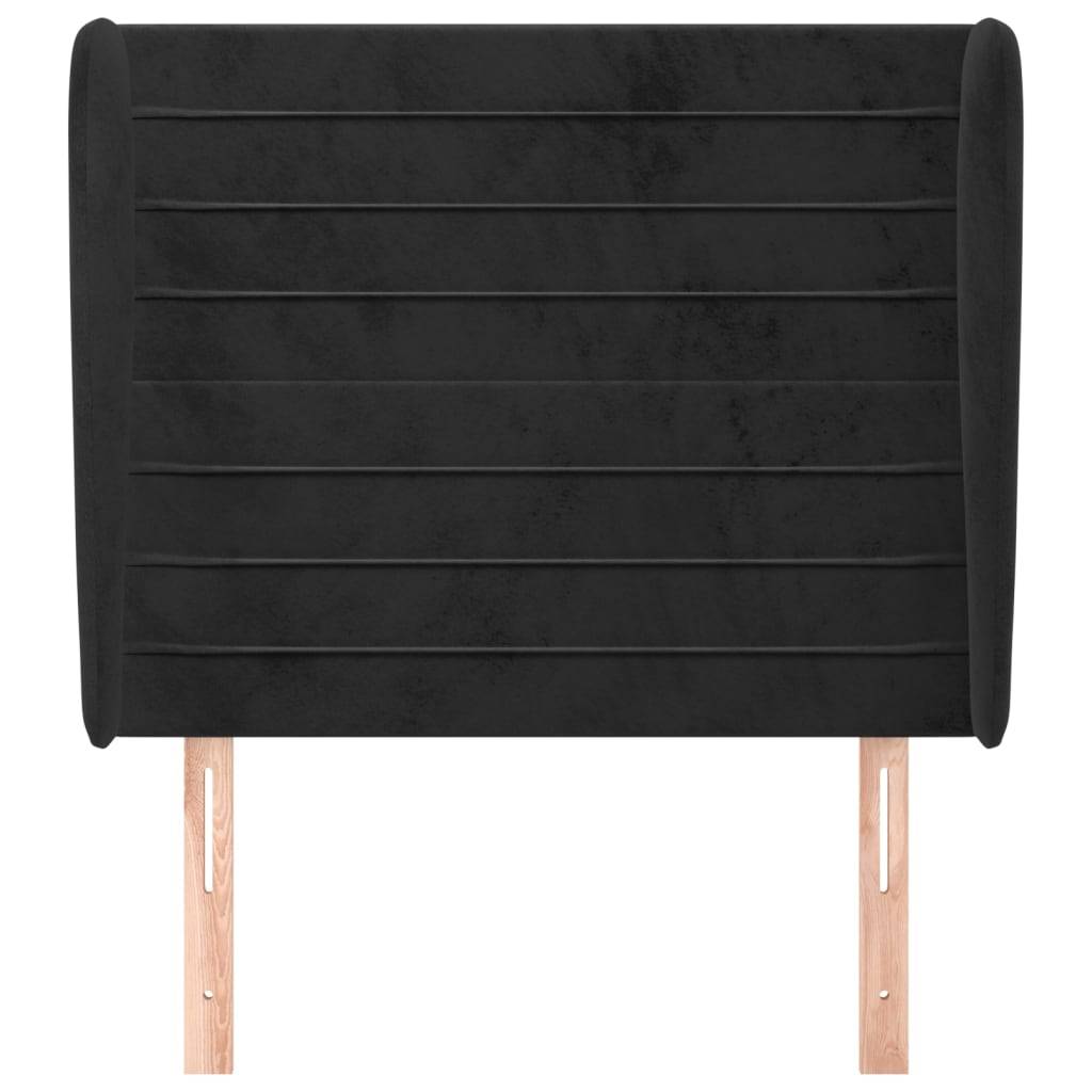 vidaXL Kopfteil mit Ohren Schwarz 103x23x118/128 cm Samt