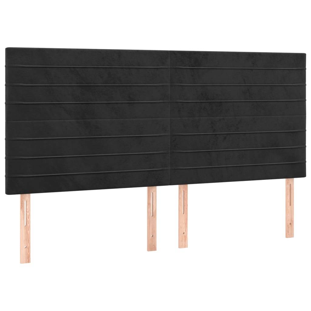 vidaXL LED Kopfteil Schwarz 180x5x118/128 cm Samt