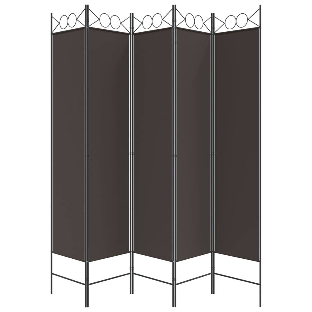 vidaXL 5-tlg. Paravent Braun 200x200 cm Stoff