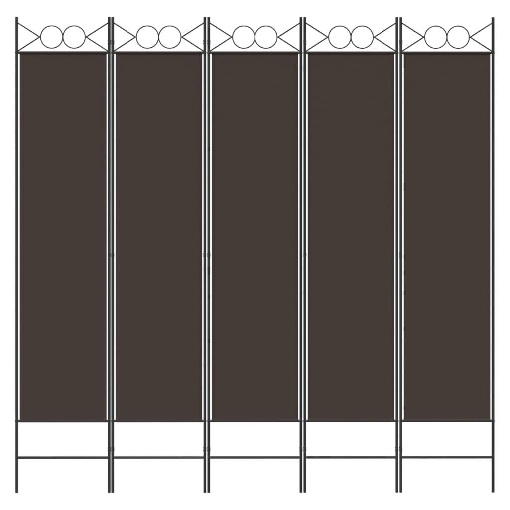 vidaXL 5-tlg. Paravent Braun 200x200 cm Stoff