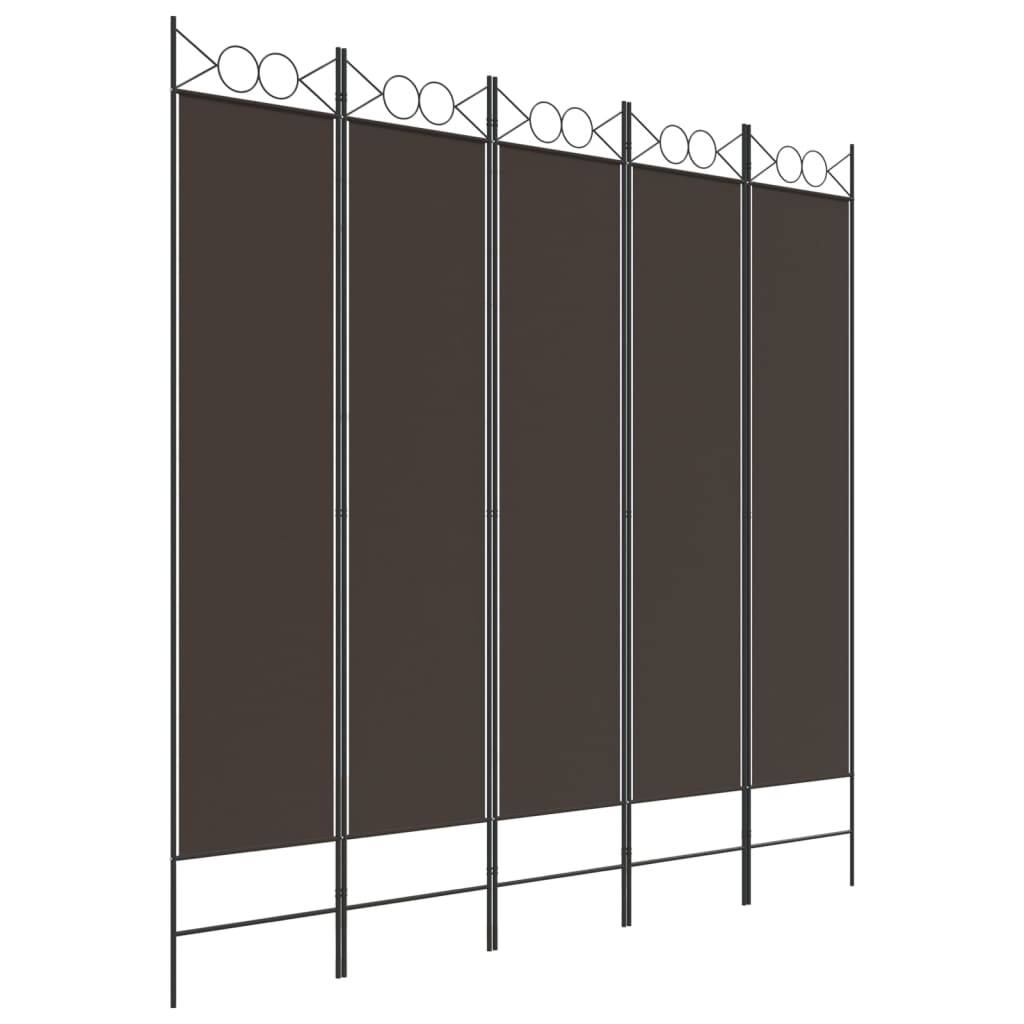 vidaXL 5-tlg. Paravent Braun 200x200 cm Stoff