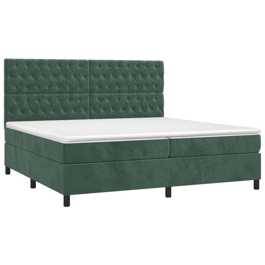 vidaXL Boxspringbett mit Matratze Dunkelgrün 200x200 cm Samt