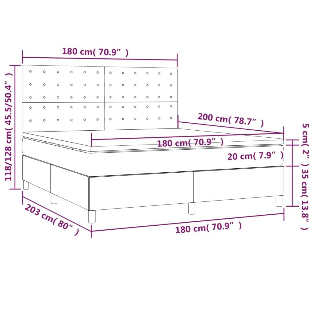 vidaXL Boxspringbett mit Matratze Rosa 180x200 cm Samt