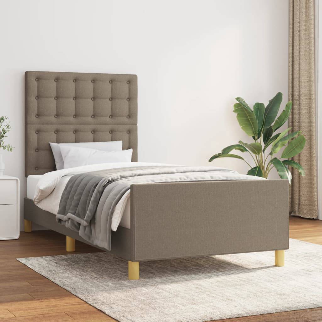 vidaXL Bettgestell ohne Matratze Taupe 90x200 cm Stoff