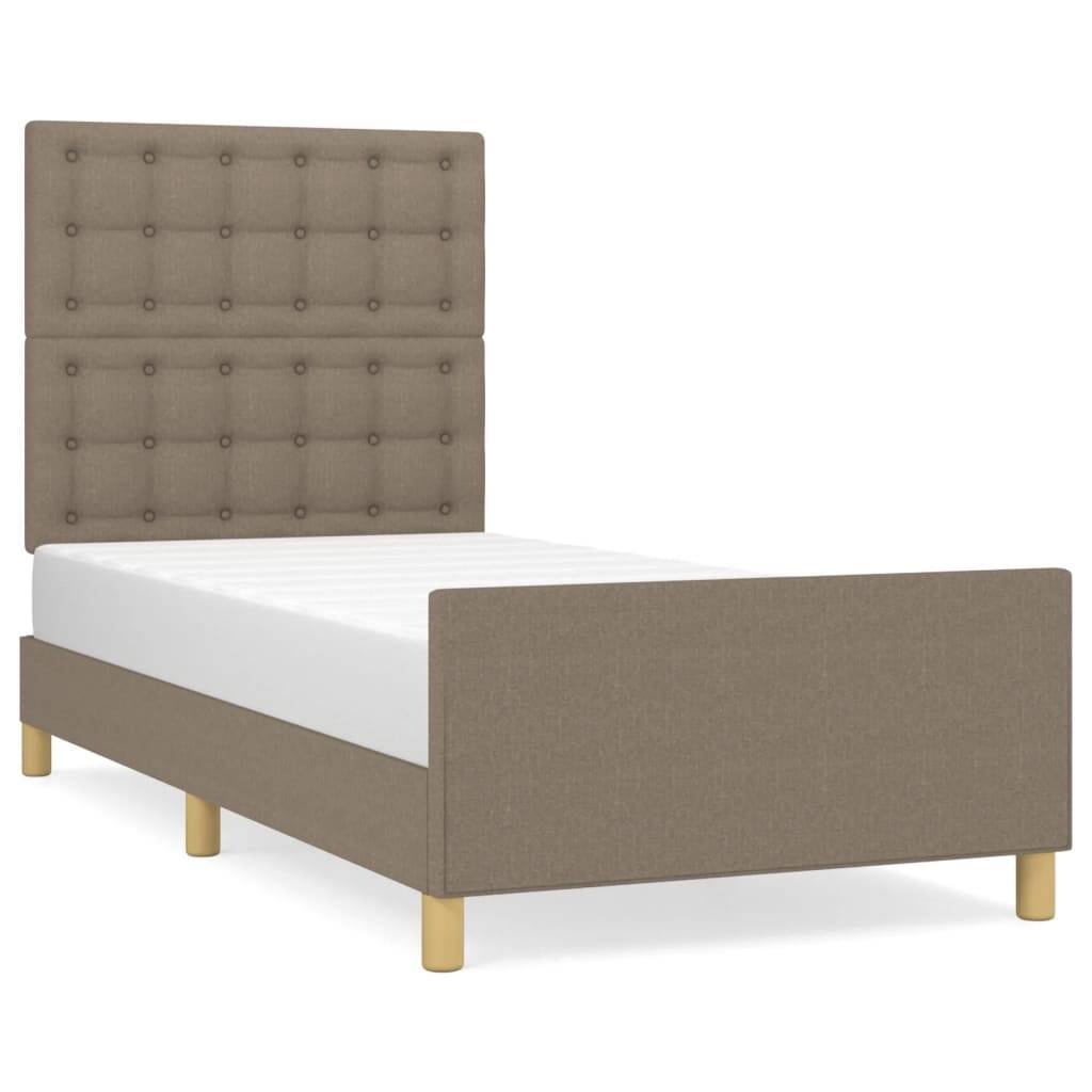 vidaXL Bettgestell ohne Matratze Taupe 90x200 cm Stoff