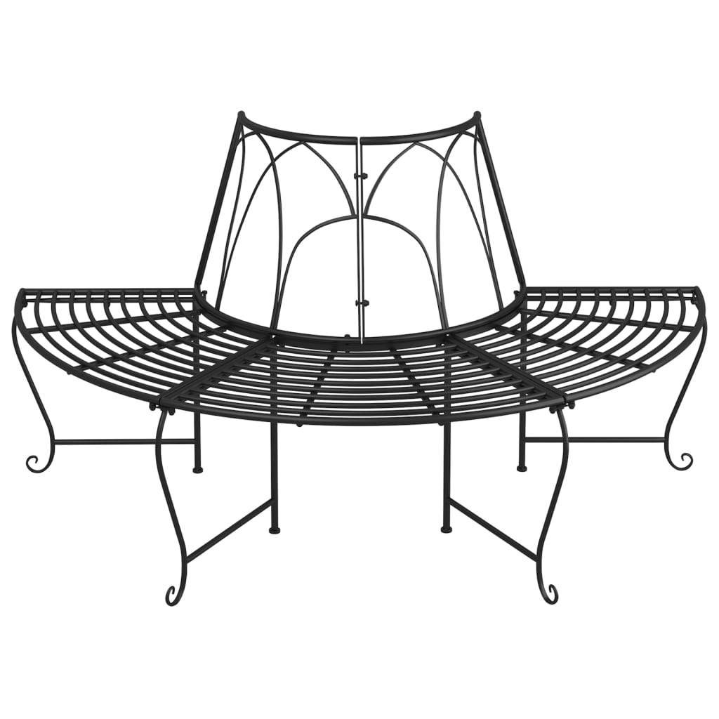 vidaXL Baumbänke Halbrund 2 Stk. Ø159 cm Schwarz Stahl
