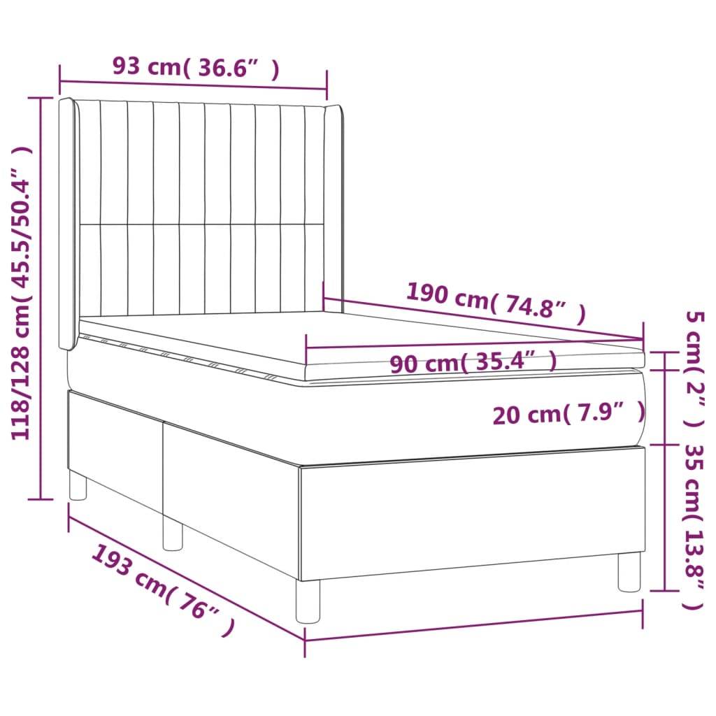 vidaXL Boxspringbett mit Matratze Taupe 90x190 cm Stoff