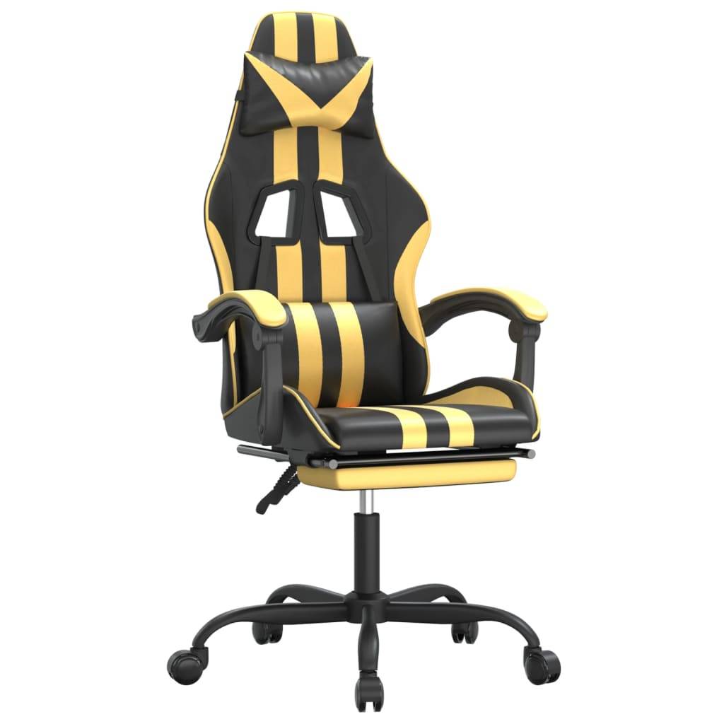vidaXL Gaming-Stuhl mit Fußstütze Schwarz und Golden Kunstleder
