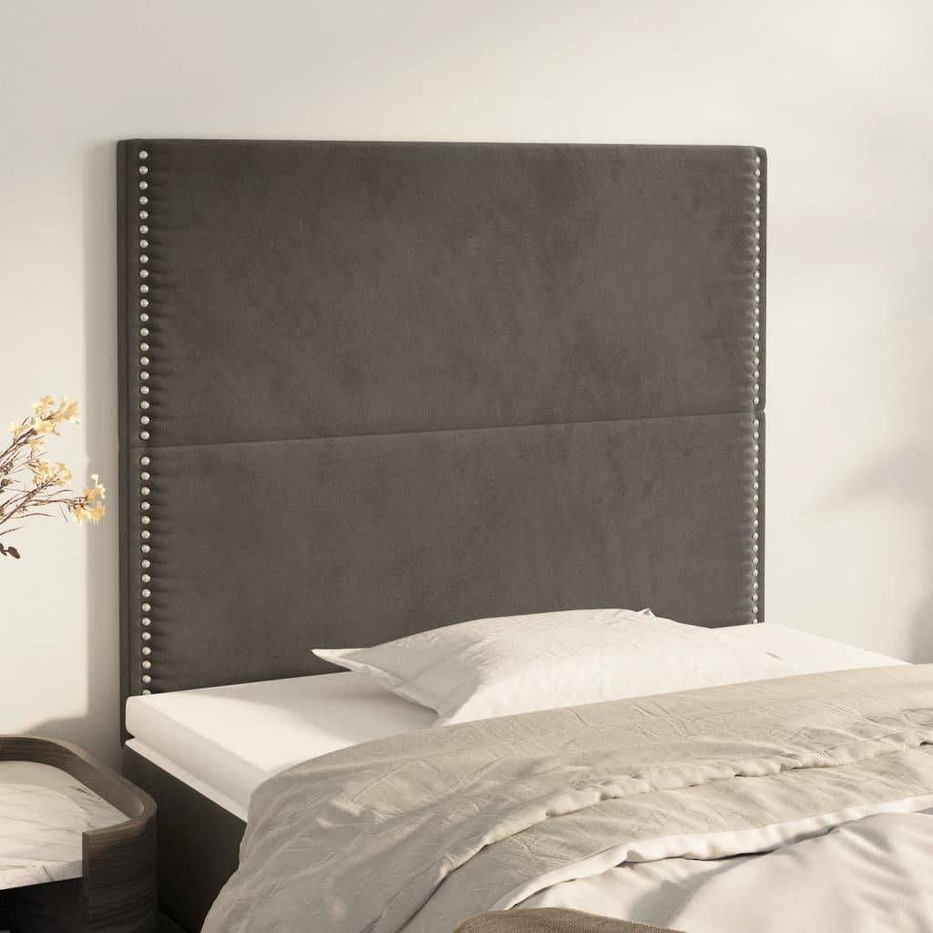 vidaXL Kopfteile 2 Stk. Dunkelgrau 100x5x78/88 cm Samt