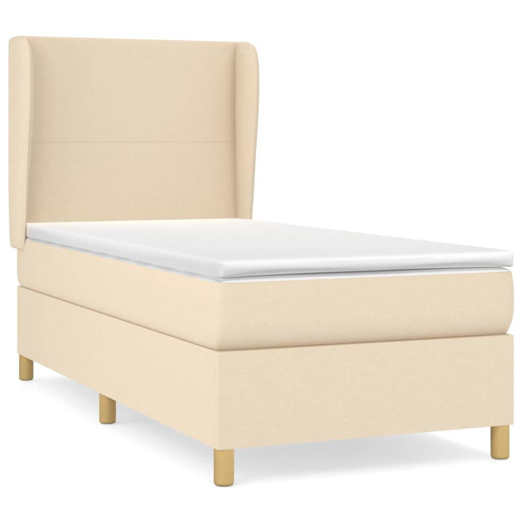 vidaXL Boxspringbett mit Matratze Creme 90x200 cm Stoff