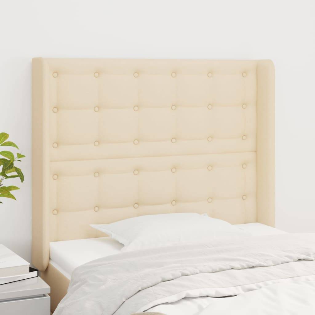 vidaXL Kopfteil mit Ohren Creme 103x16x118/128 cm Stoff