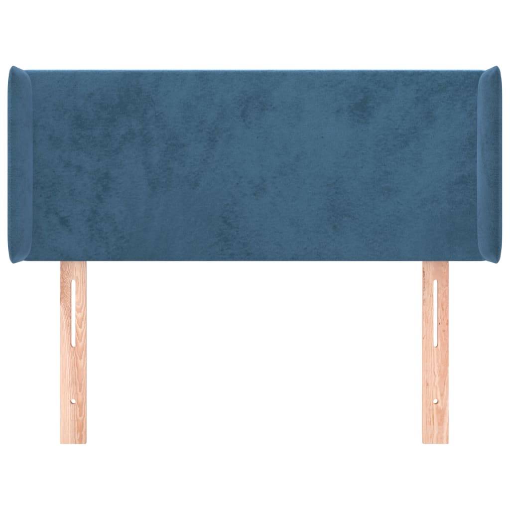 vidaXL Kopfteil mit Ohren Dunkelblau 103x16x78/88 cm Samt
