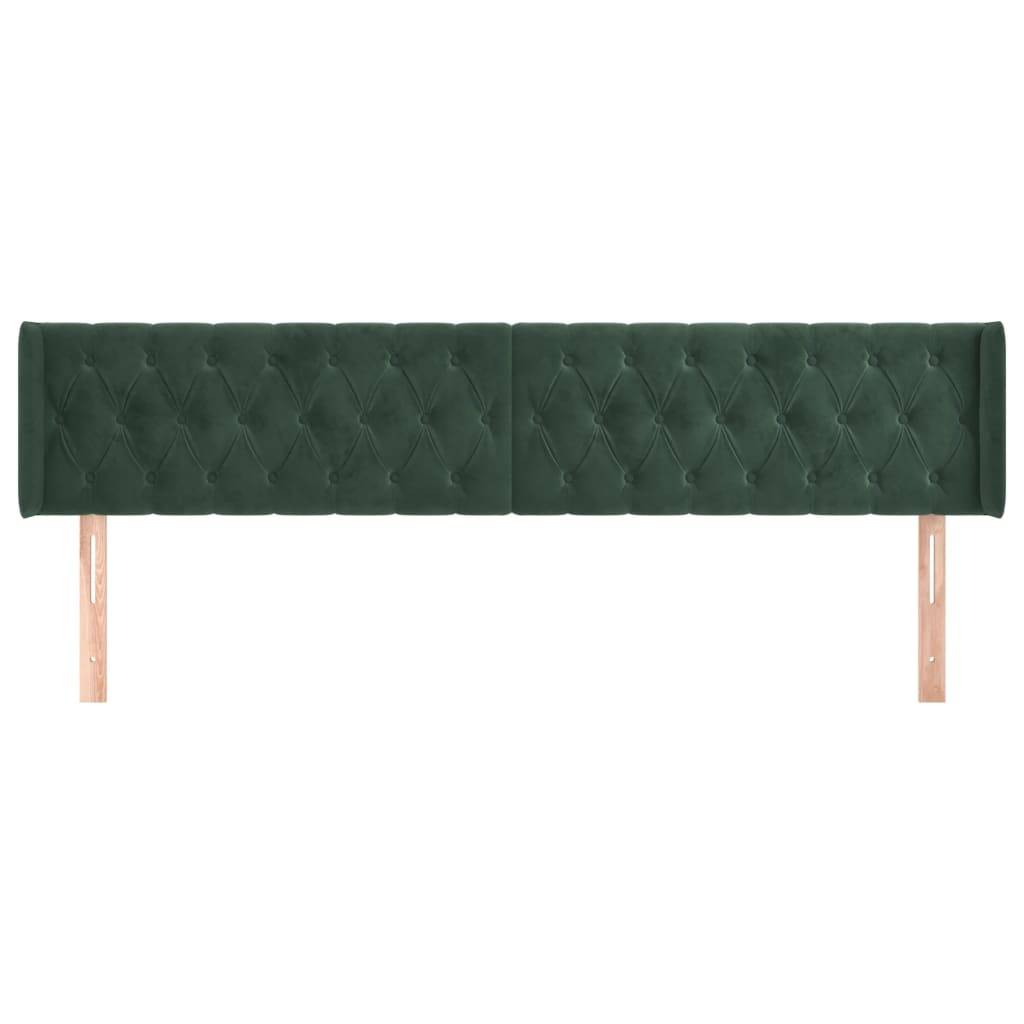 vidaXL Kopfteil mit Ohren Dunkelgrün 183x16x78/88 cm Samt