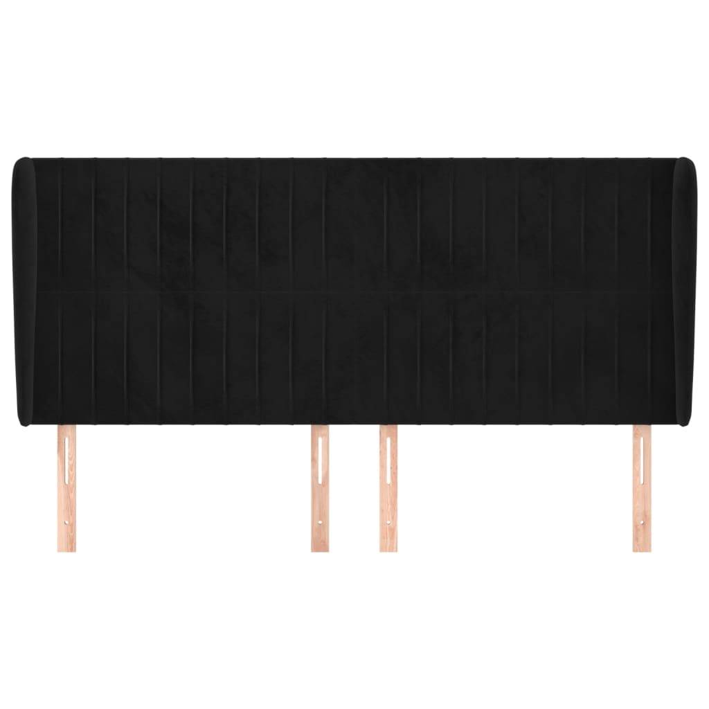 vidaXL Kopfteil mit Ohren Schwarz 183x23x118/128 cm Samt