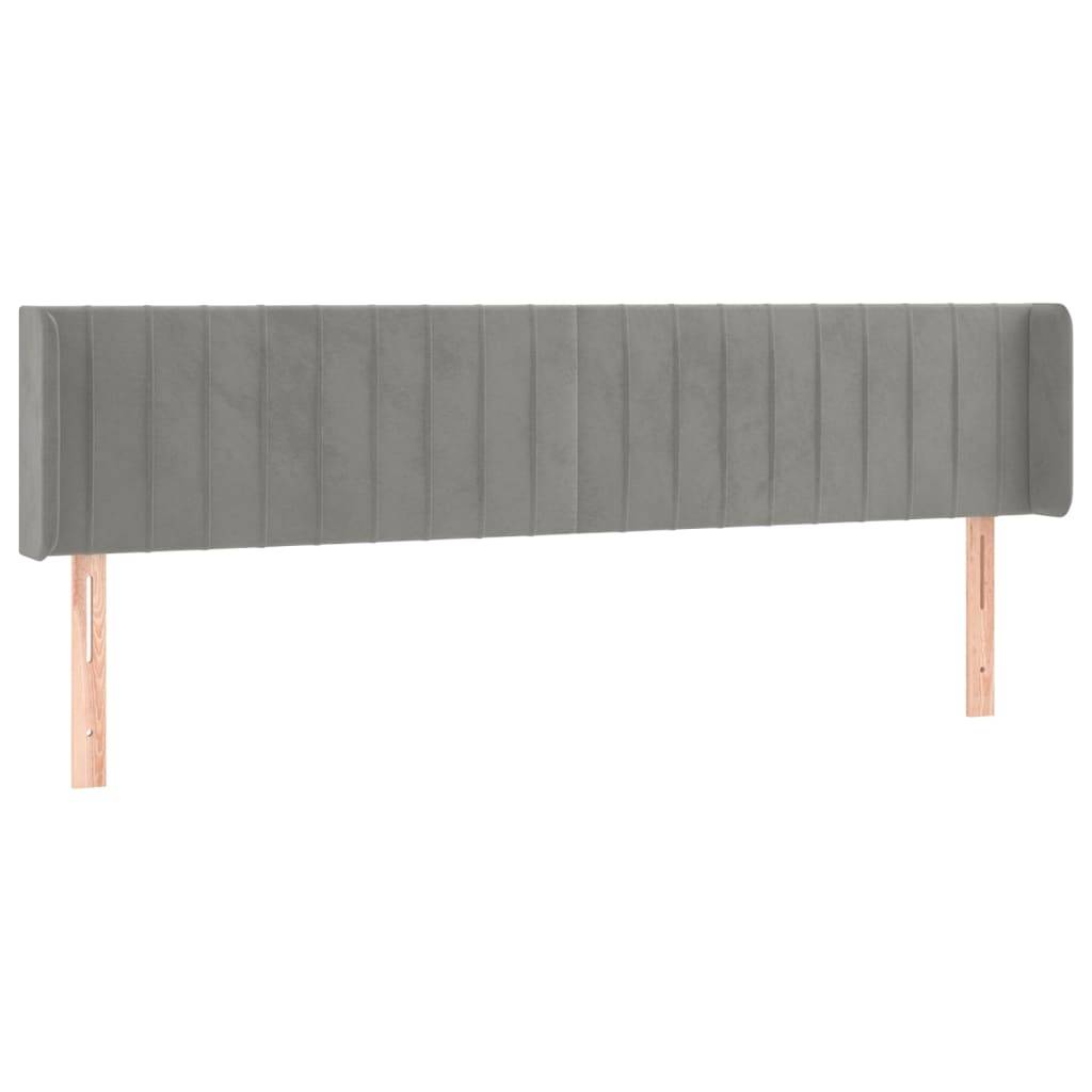 vidaXL Kopfteil mit Ohren Hellgrau 183x16x78/88 cm Samt
