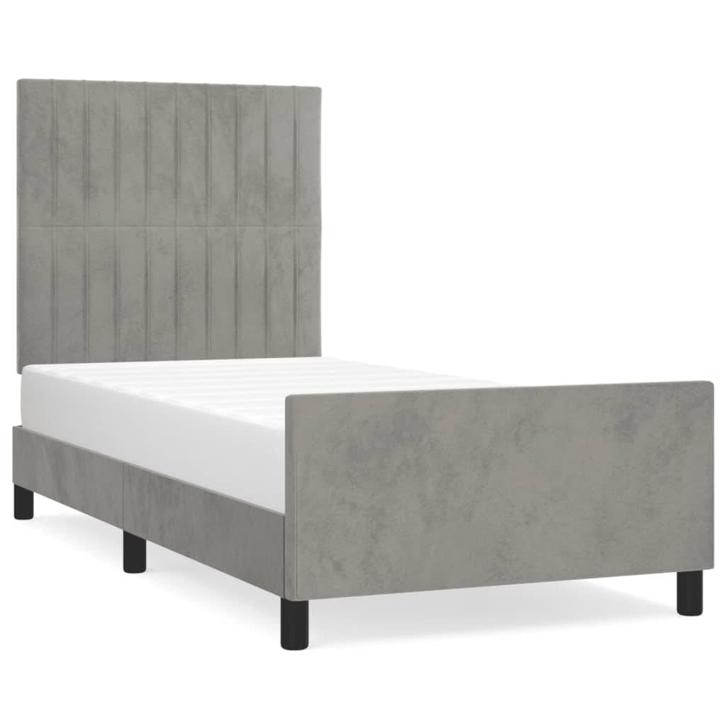 vidaXL Bettgestell ohne Matratze Hellgrau 90x200 cm Samt