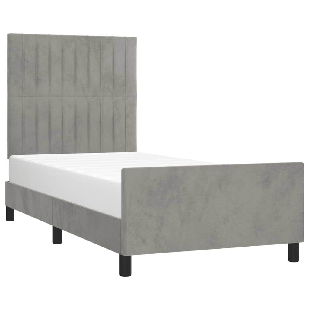 vidaXL Bettgestell ohne Matratze Hellgrau 90x200 cm Samt